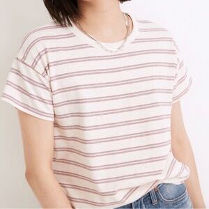Madewell Rib-Crewneck Tee in Jacquard Stripe Short Sleeve Tee Women’s Large